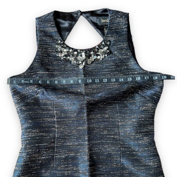 Laundry by Shelli Segal Dress 10 Midnight Blue Sparkly Rhinestone NWT Defects - Picture 6 of 12